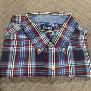 Chaps Blue and Red Casual Button Down Shirt